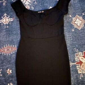 Nasty Gal Black Cap-Sleeve Sheath Mini Dress